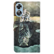 Pattintható tok a Oppo A17, Wallet, Cat & Tiger