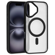 Tok iPhone 16-hoz, MagSafe, ERBORD Matt Case, átlátszó / fekete + képernyőüveg