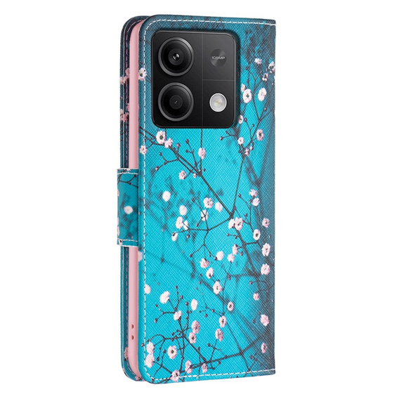 Pattintható tok a Xiaomi Redmi Note 13 5G, Wallet, Sakura kék