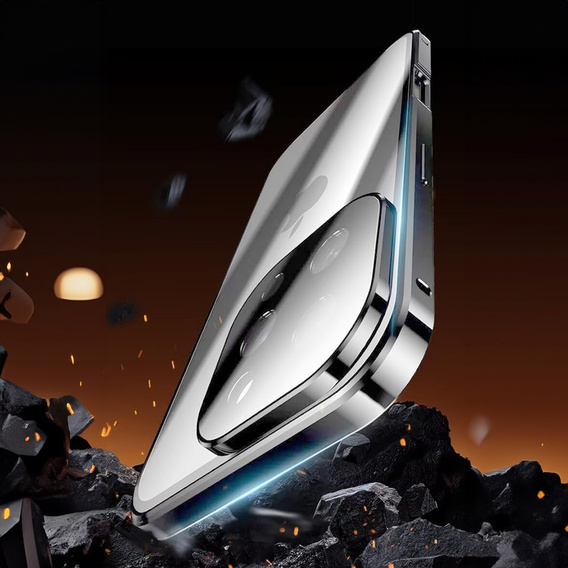 Tok iPhone 16 Pro Max, Magnetic Dual Glass, ezüst
