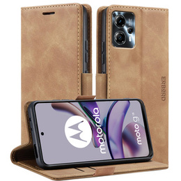 Telefontok a Motorola Moto G13/ G23 4G, ERBORD Vintage, pénztárca patenttal, barna