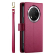 Pattintható tok a Honor Magic 7 Lite, Wallet Zipper Pocket, piros