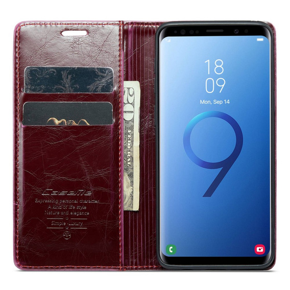 CASEME flip tok Samsung Galaxy S9+ Plus, Waxy Textured, piros