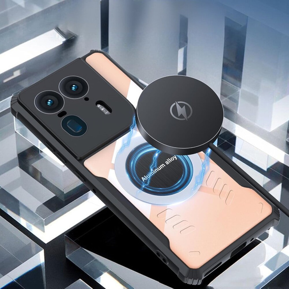 Tok Motorola Edge 50 Ultra, mágneses lemezzel, átlátszó / fekete