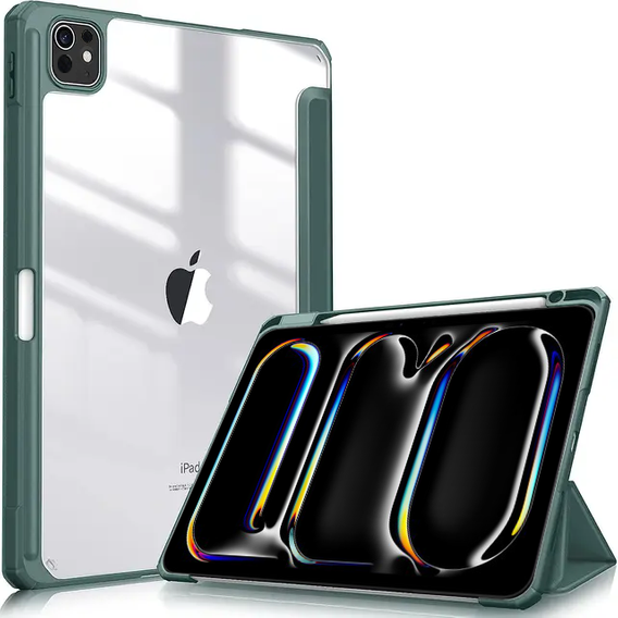 Tok iPad Pro 11" 2024 (5 gen.), Smartcase Hybrid, tolltartó résszel, zöld