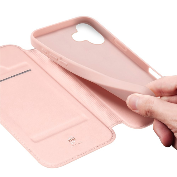 Dux Ducis tok iPhone 17 készülékhez, Skin Pro, patenttal, kártyafoglalattal, rózsaszínű