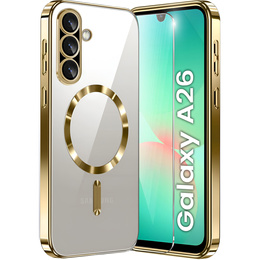 Tok Samsung Galaxy A26-hoz, Electro MagSafe, arany + üveg a képernyőhöz