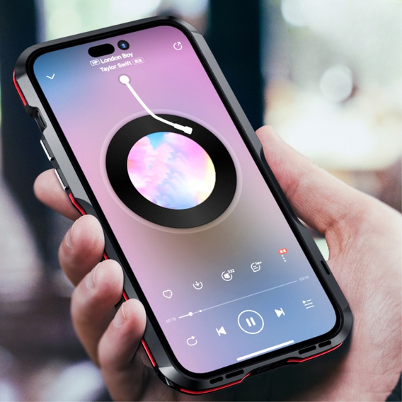 Teletok LUPHIE iPhone 14-hoz, Armor Bumper, fekete / piros