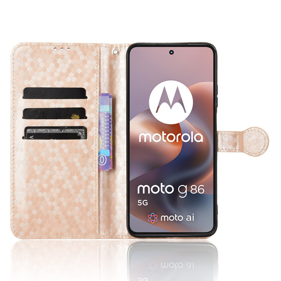 Flap tok Motorola Moto G86 Power 5G, Wallet Rhombus, arany