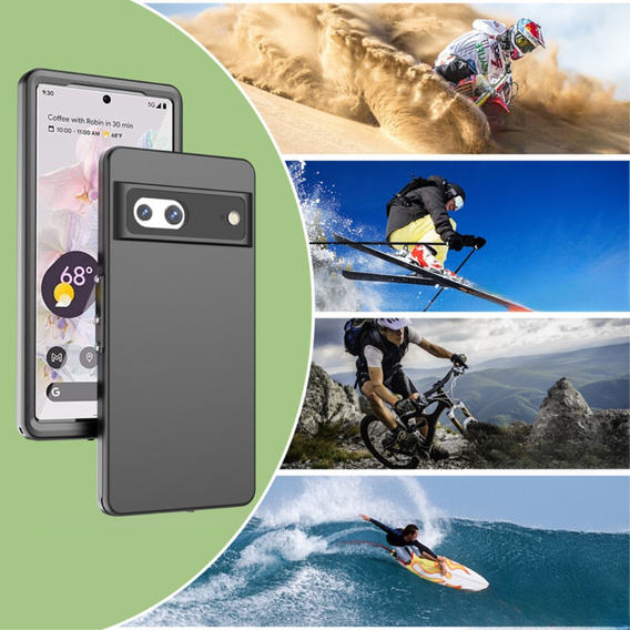 IP68 vízálló tok a Google Pixel 7, Redpepper, fekete