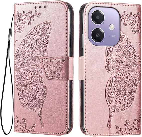 Pattintható tok a Oppo A40 / Oppo A40m, Butterfly, rózsaszín rose gold