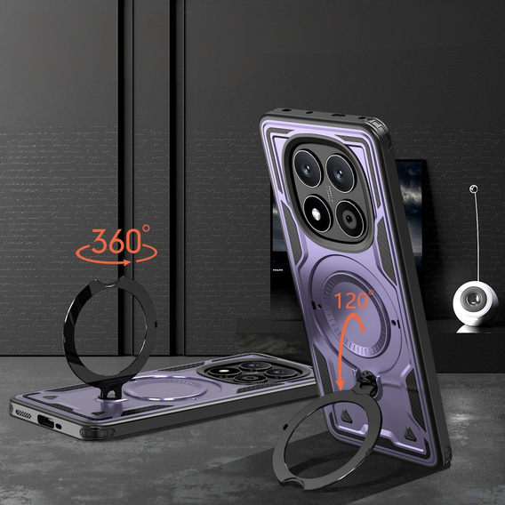 tok Xiaomi Redmi Note 14 Pro 5G /  Poco X7 5G, katonai MagSafe, lila + 9H Glass