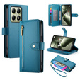 Pattintható tok a Xiaomi 14T, Wallet Zipper Pocket, kék