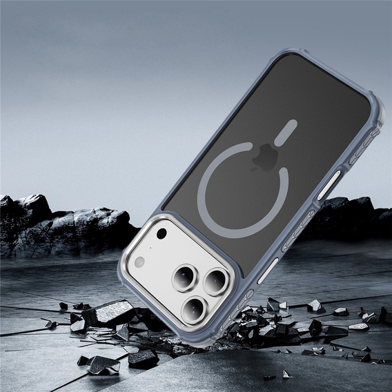 Matt tok iPhone 17 Pro Max készülékhez, páncélozott, MagSafe-hoz, füstszínű, szürke oldallal