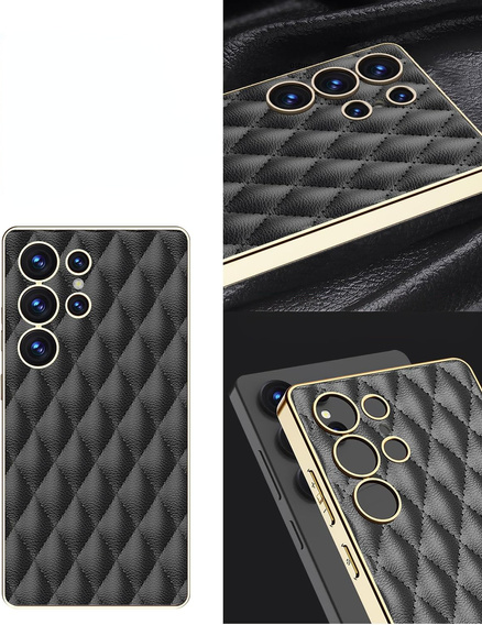 Tok Samsung Galaxy S25 Ultra, Leather Rhombus, fekete