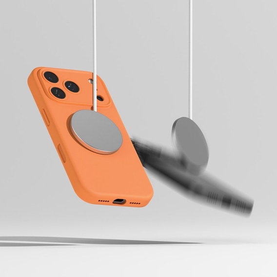 Ringke tok iPhone 17 Pro Max készülékhez, szilikon mágneses MagSafe, mandarin