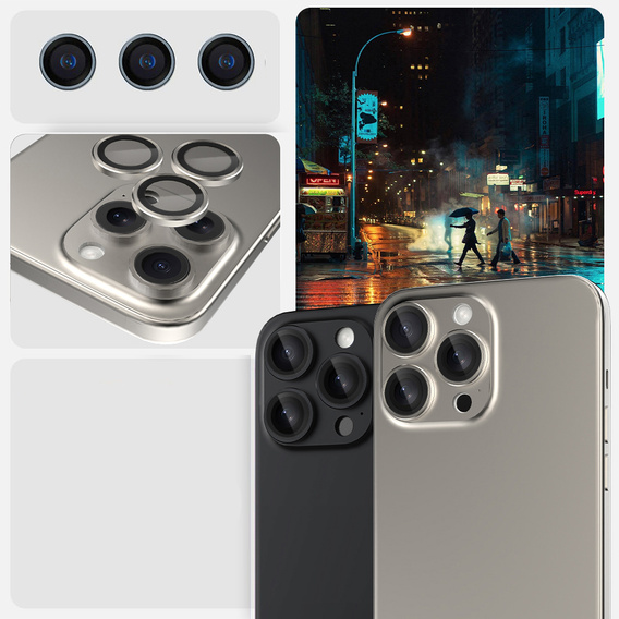 2x ERBORD OPTIK Pro edzett üveg iPhone 16 Pro/16 Pro Max / 15 Pro/15 Pro Max/14 Pro/14 Pro Max kamera számára, titánium