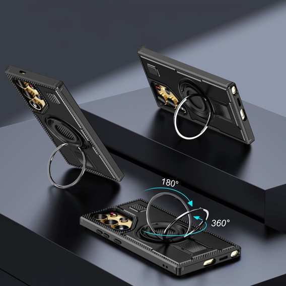 Telefontok a Samsung Galaxy S25 Ultra, Kickstand Ring, fekete