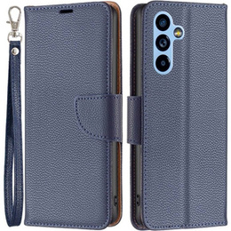 Pattintható tok a Samsung Galaxy A54 5G, Wallet Litchi Magnet, sötétkék