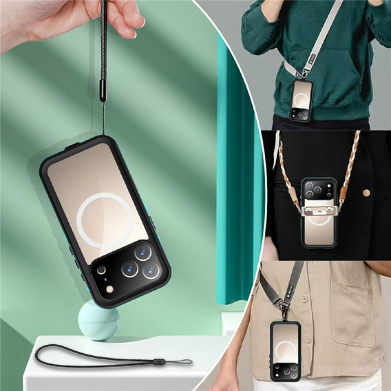 Tok iPhone 17 Pro készülékhez, vízálló IP68, SHELLBOX MagSafe, kék