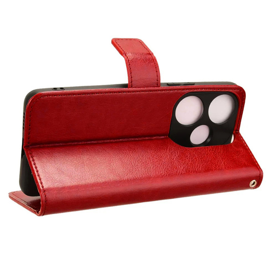 Pattintható tok a Xiaomi Poco F6, Crazy Horse Wallet, piros