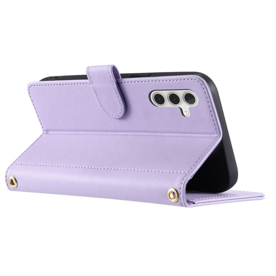 Flap tok Samsung Galaxy S25 FE, Rhombus Crossbody Leather, lila