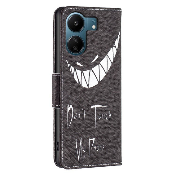 Pattintható tok a Xiaomi Redmi 13C / Poco C65, Wallet, Don't Touch My Phone, kék