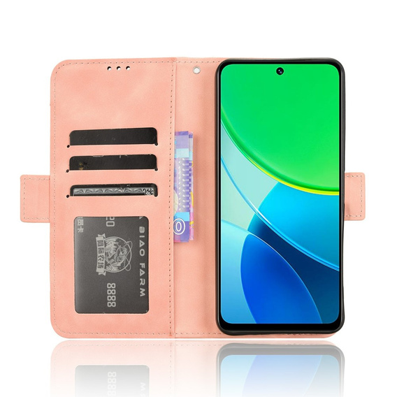 Pattintható tok a Vivo Y19s, Card Slot, rózsaszín
