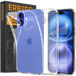 Tok iPhone 16-hoz, ERBORD Slim, átlátszó + 9H üveg