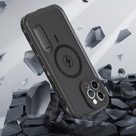 Vízálló tok iPhone 13 Pro Max, Redpepper, MagSafe-hoz, fekete