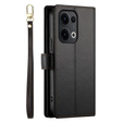 Pattintható tok a Oppo Reno 13 5G, Wallet Zipper Pocket, fekete