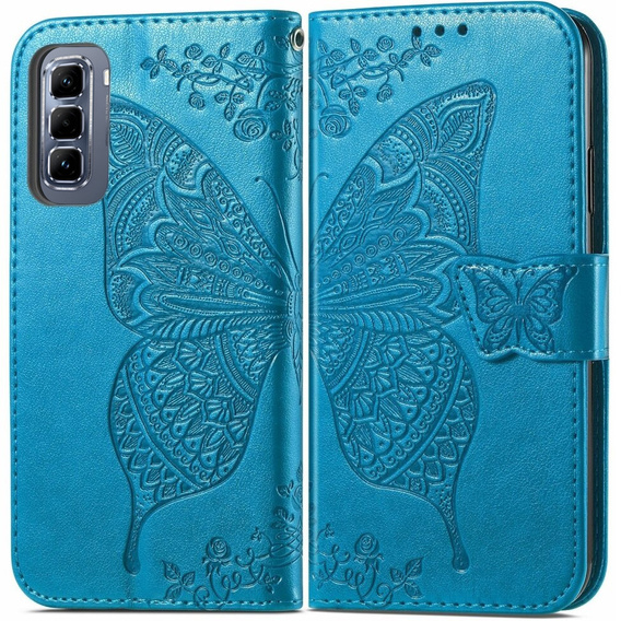 Pattintható tok a Infinix Hot 50 Pro 4G, Butterfly, kék