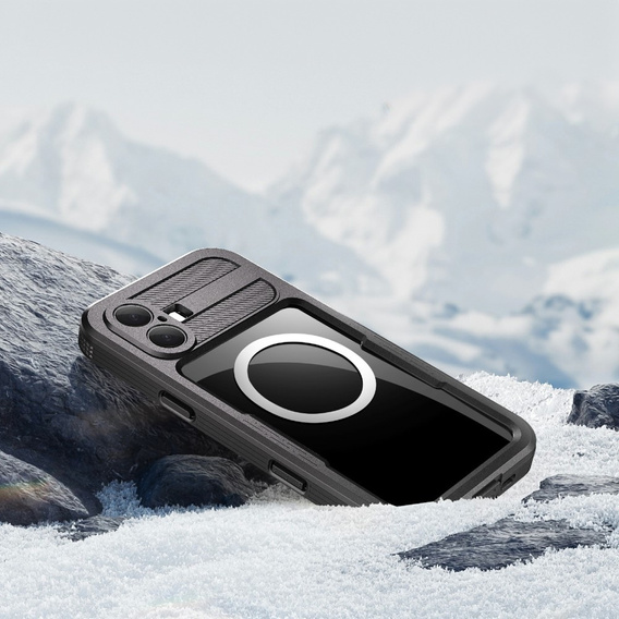 IP68 vízálló tok iPhone 16 Plus készülékhez, SHELLBOX MagSafe, fekete