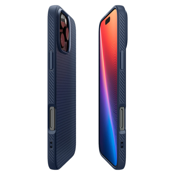 A Spigen tok iPhone 16 Pro, Liquid Air, sötétkék + 9H edzett üveghez