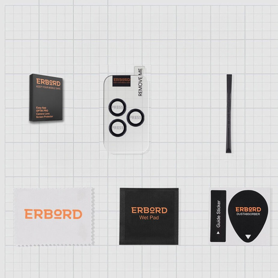 ERBORD OPTIK Pro edzett üveg iPhone 16 Pro / 16 Pro Max kamera számára, fekete