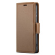 Tok Motorola Edge 50 Pro, ERBORD Glossy Litchi, pénztárca patenttal, barna