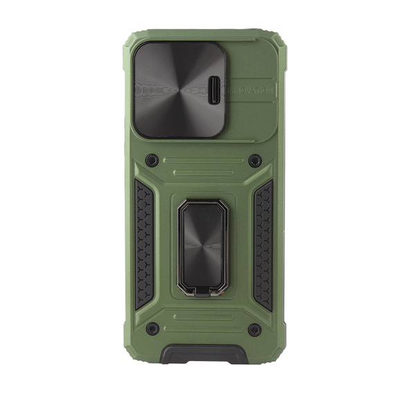 Páncélozott tok Xiaomi Redmi Note 13 Pro 5G, CamShield Slide, zöld + edzett üveg 9H