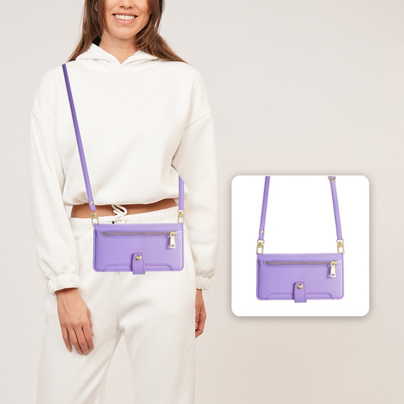Pattintható tok a Realme 14 Pro 5G, Wallet Zipper Pocket, lila