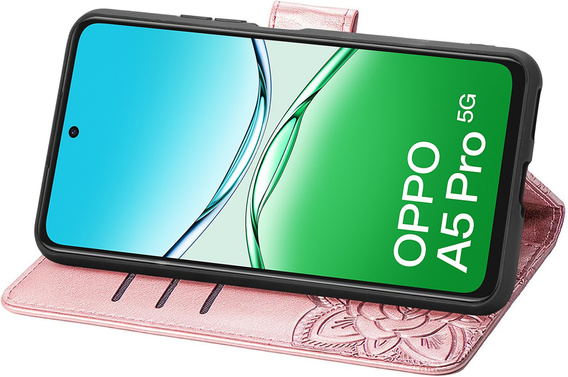 Pattintható tok a Oppo A5 Pro 5G, Butterfly, rózsaszín rose gold