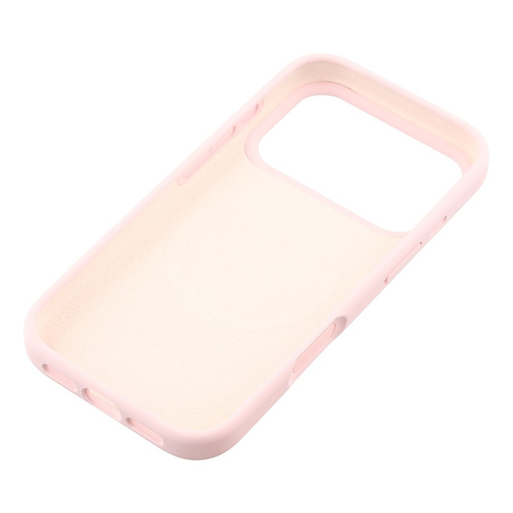 Szilikon tok iPhone 17 Pro Max készülékhez, MagSafe, ütésálló, rózsaszínű