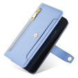 Pattintható tok a Samsung Galaxy S23, Wallet Zipper Pocket, kék
