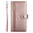 Pattintható tok a Honor Magic 7 Lite, Wallet Zipper Pocket, rózsaszín