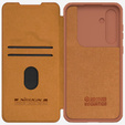 NILLKIN flip tok Samsung Galaxy A55 5G, CamShield Qin Pro, bőr, barna