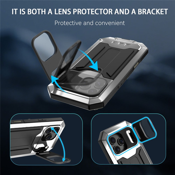 R-JUST páncélozott tok képernyővédővel és állvánnyal iPhone 17 Pro Max készülékhez