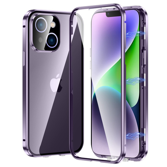 Tok iPhone 14, Magnetic Dual Glass, lila