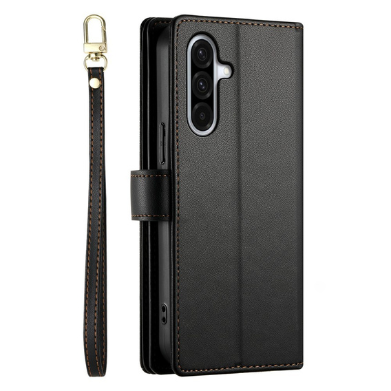 Pattintható tok a Samsung Galaxy A56 5G, Wallet Zipper Pocket, fekete
