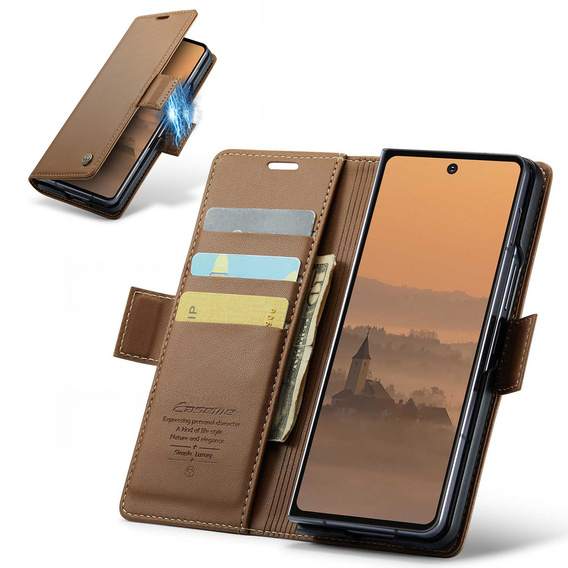 CASEME Litchi pénztárca flip tok Samsung Galaxy Z Fold7 5G számára