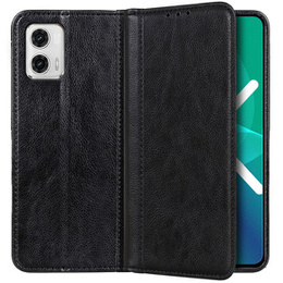 Pattintható tok Motorola Moto G73 5G, Split Leather, fekete