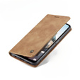 CASEME tok Samsung Galaxy M33 5G, Leather Wallet Case, barna