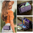 Tok CASEME Samsung Galaxy S25 FE, RFID Leather Wallet, vállpánttal, lila